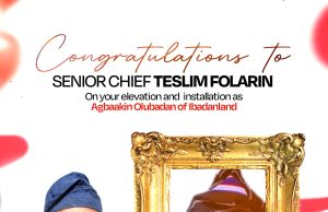Hon. OYA Hails Folarin’s Elevation to Agbaakin of Ibadanland