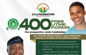 Akinola Kazeem Foundation to Sponsor Free 2026 JAMB Forms for 400 Candidates