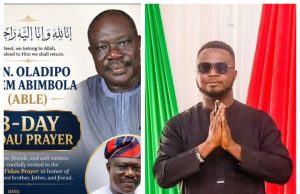 Oyo APC Youth Leader; Olalekan Glory Mourns Hon. Oladipo Akeem Abimbola
